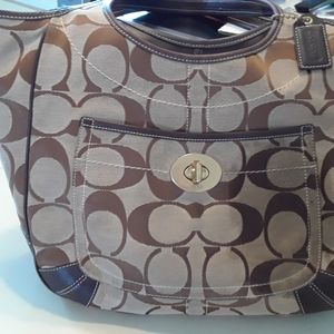 Coach Signature Brown Shoulder Tote Bag